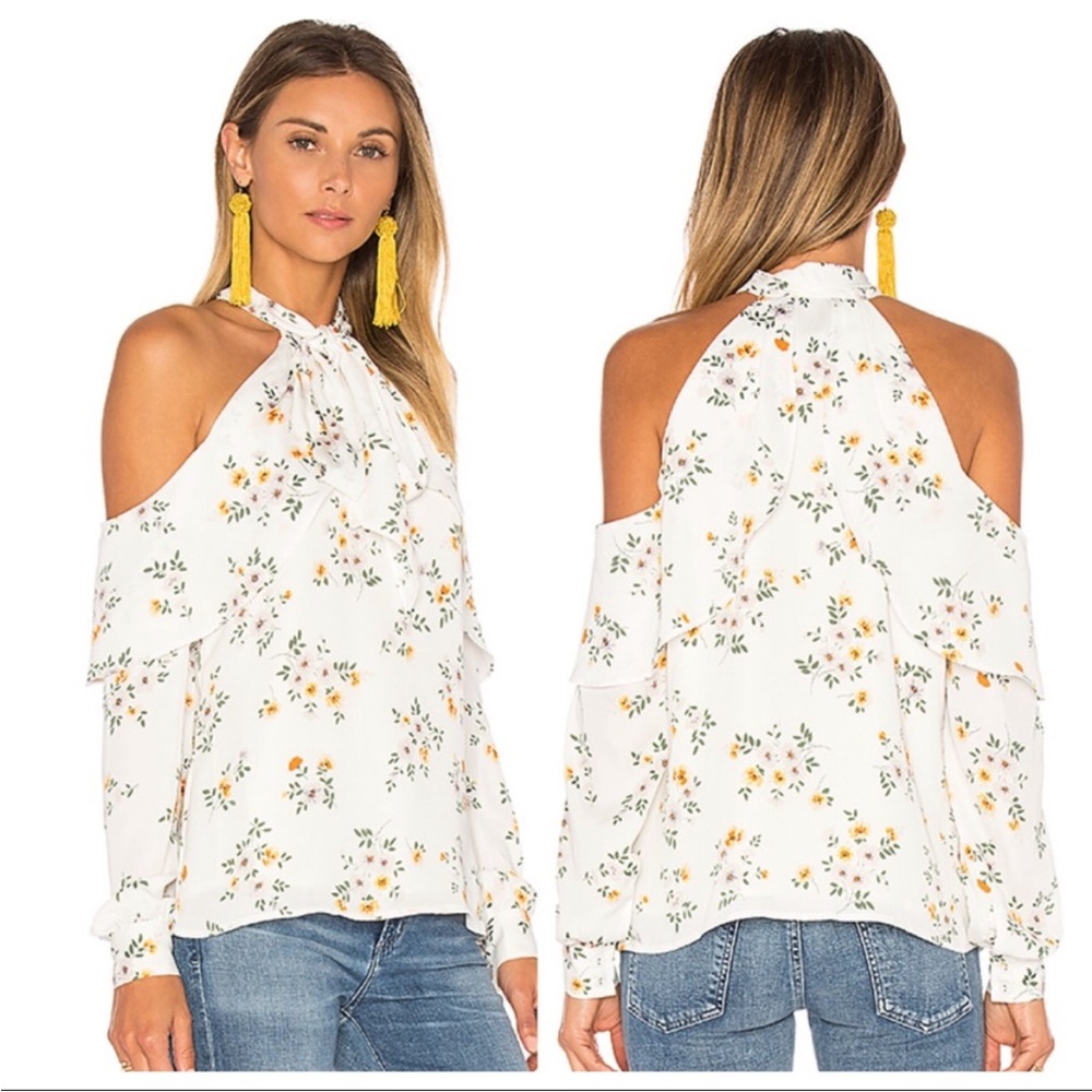 L’academie Floral Cold Shoulder Top